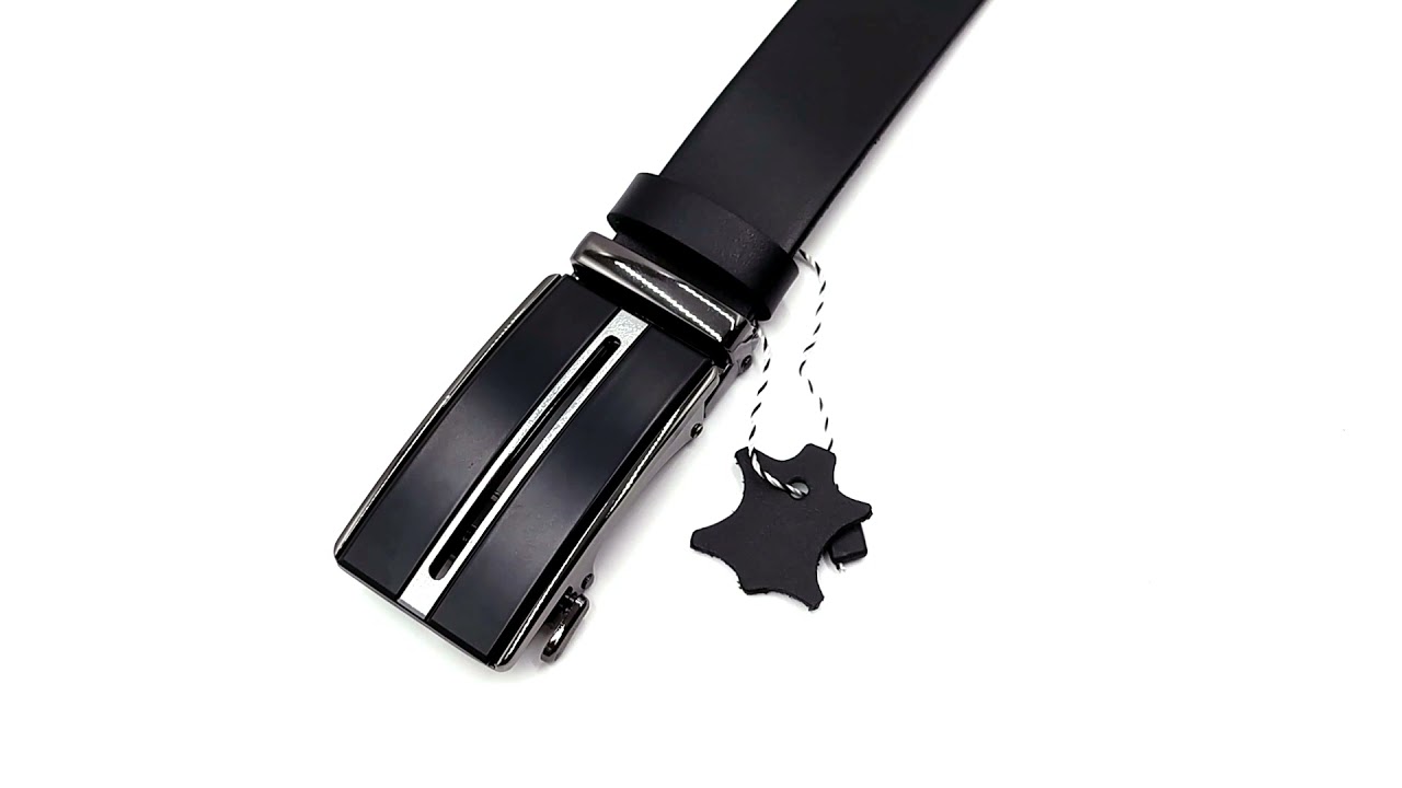 Ремень мужской с пряжкой автомат черный из кожи Johnson 28618