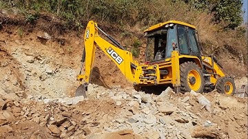 JCB Backhoe, Expert Operator and Stony Hill-Construction of Hilly Road