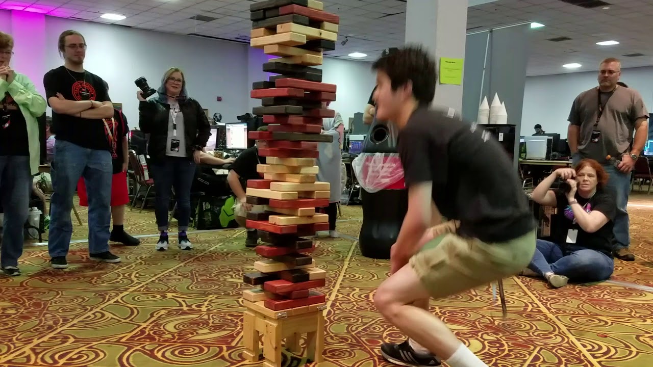 Epic giant Jenga final at PDXLAN 32a
