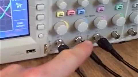 Three-phase sequence shown on an oscilloscope