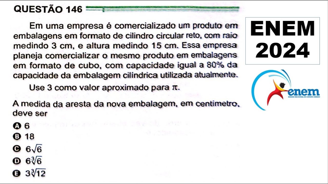 ENEM 2024 - COM MACETE - Em uma empresa é comercializado um produto em ...