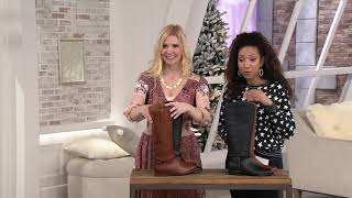 frye co Leather Side Zip Tall Shaft Boots - Cellina on QVC