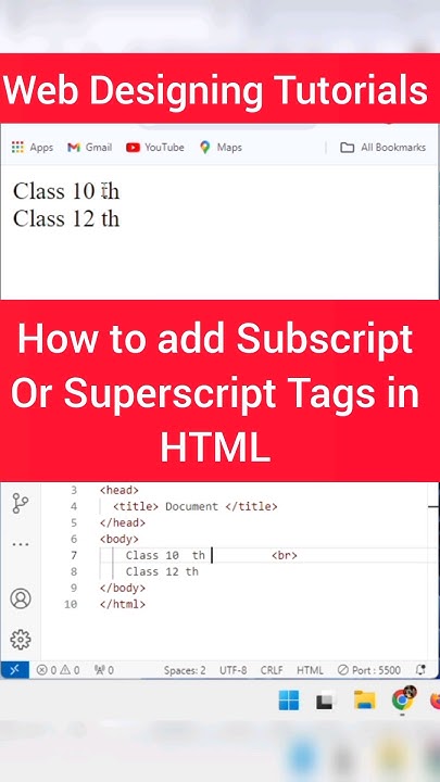 how to add Subscript or Superscript Tags in HTML #Webdesigning #coding ...