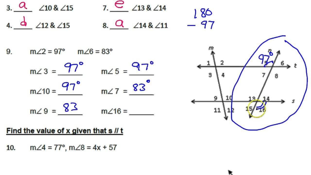 Worksheet 3 Parallel and Transversal Lines Question 9 - YouTube Worksheet 3 Parallel and Transversal Lines Question 9 - YouTube