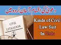 Kinds of a civil law suit in urdu  what is a civil law suit types of laws suits in urdu