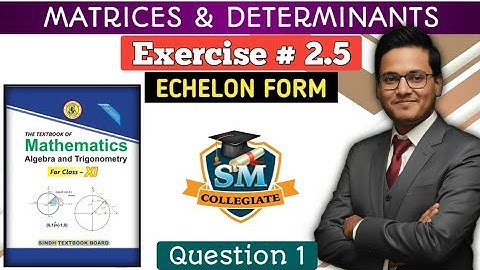 Ex 2.5 | Q # 1 | Echelon Form | Class 11| Chapter 2 | Matrices & Determinants | Karachi/Sindh Board