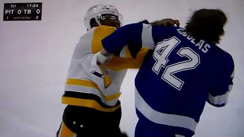 NHL hockey fight - Bokondji Imama(Penguins) vs. Curtis Douglas(Lightning)