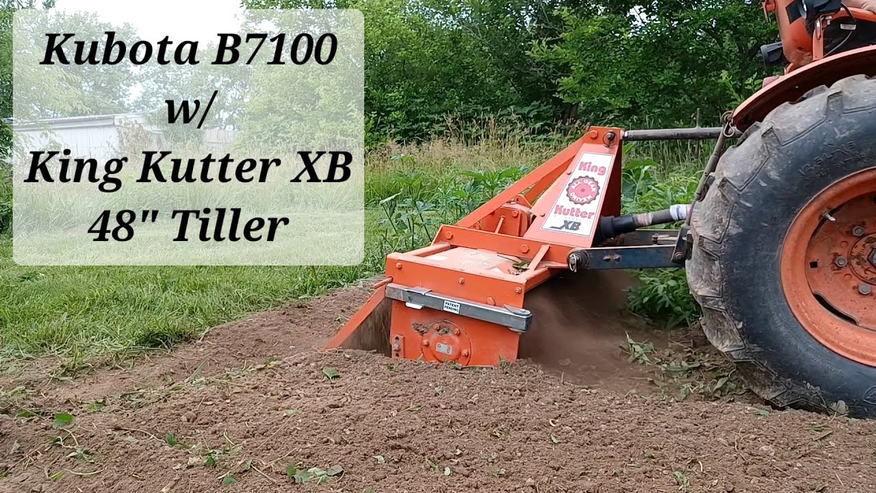 Tilling Garden Soil Kubota B7100 HST and King Kutter XB 48 Homestead