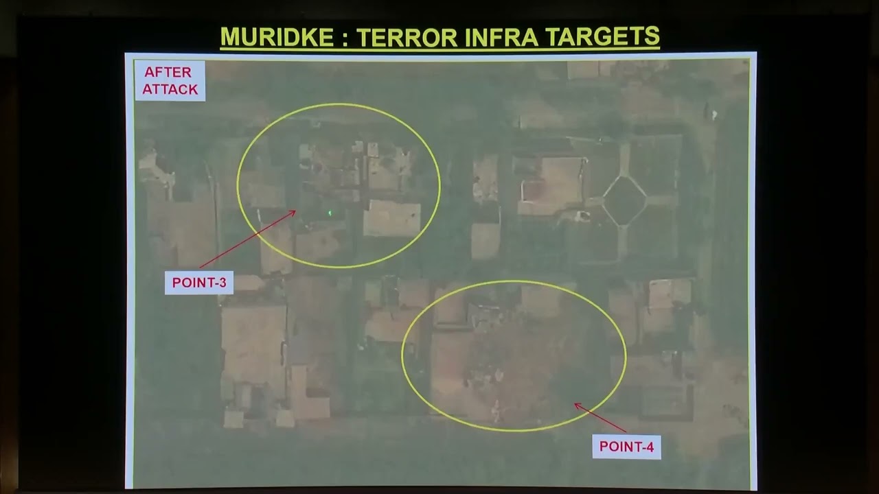 Satellite imagery showcasing India's strategic strikes at multiple locations in Pakistan.