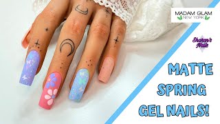 Spring Nails with Flowers & Butterflies (Using Madam Glam Green Gaia) #springnails #aleanahand