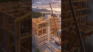 Mountain Waterfall Cabin Construction Timelapse #usashorts #NexIQ #shorts