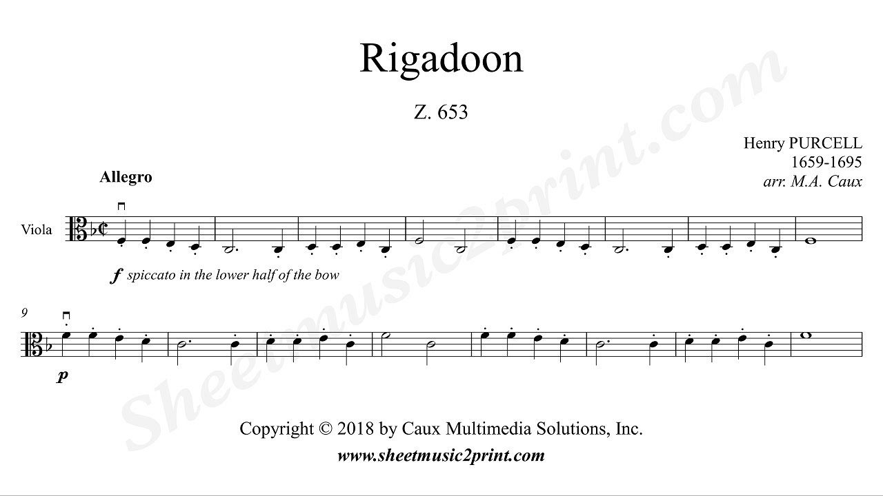 Purcell : Rigadoon Z. 653 - Viola - YouTube