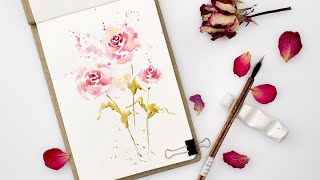 Watercolor simple flowers episode 1- roses for beginners