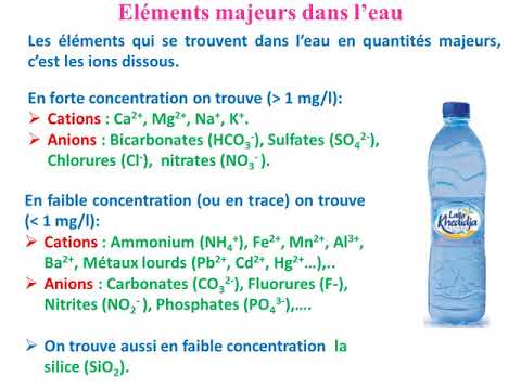 Cours 2 : Chimie des eaux Partie 1 (Matières dissoutes- Éléments majeurs- Unités)