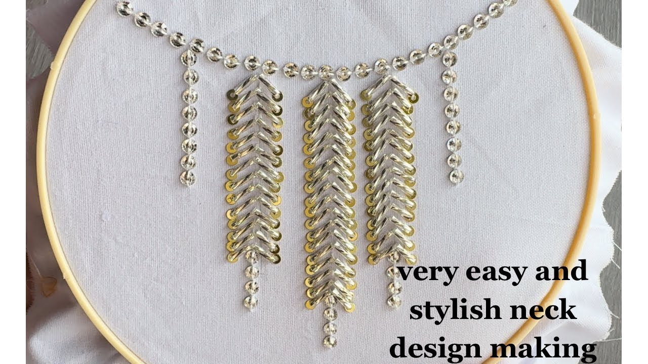 Beads work | embroidery for beginners| neck design| hand embroidery