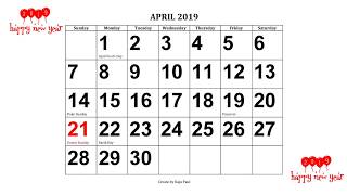 2019 Calendar with Holidays ( Calendar-365 )