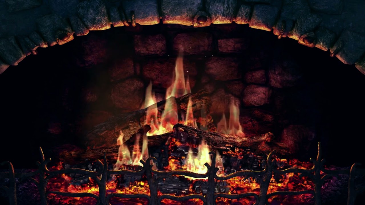 Old Burning Fireplace with Crackling Fire Sounds / TV splash screen