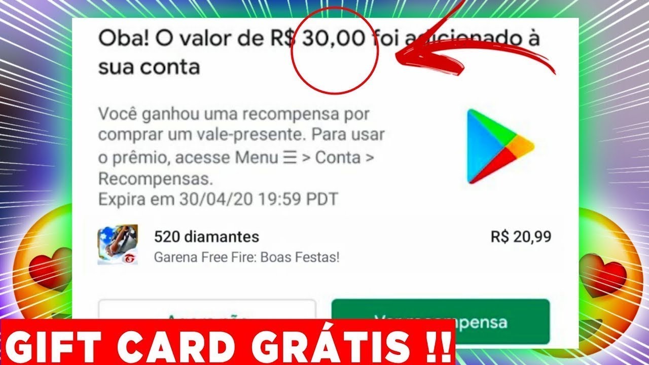 😱 SEM SALDO? NUNCA MAIS😃 COMO GANHAR GIFT CARDS do GOOGLE PLAY STORE ...