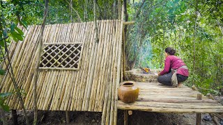 Built The Most Secret Home in the Wild  to Live, Girl Built Little Home Off Grid