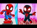 Teamwork puzzles with spiderman  miles in roblox