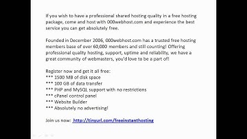 Free webhosting-PHP, MySQL, FTP, cPanel, Free sub Domain Name