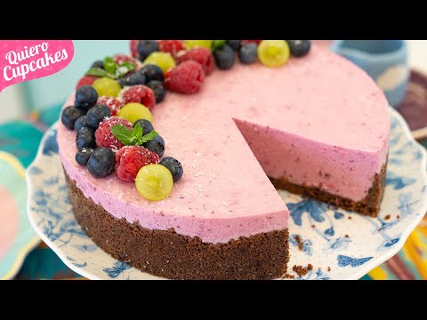 CHEESECAKE de FRUTOS ROJOS con CHOCOLATE 🍓🍫 | Sin horno y cremosita | QUIERO CUPCAKES