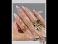 Y2K Pink &amp; Gold Press On Nails: 3D Butterfly Bow, Long Coffin