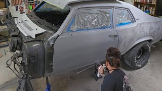 Just a Girl in her garage learning to build her Chevy Nova solo, It isn't always pretty..