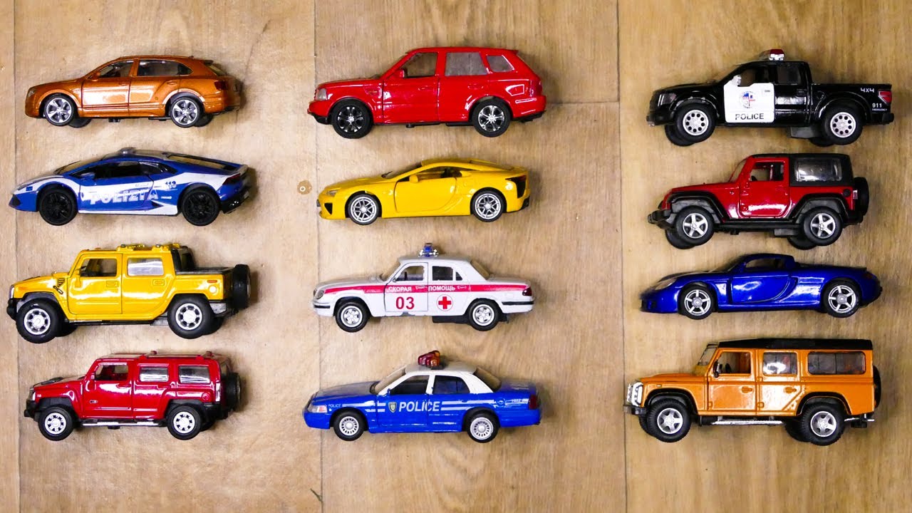 Different Diecast Cars Police Car Sizes and Types from the Floor YouTube