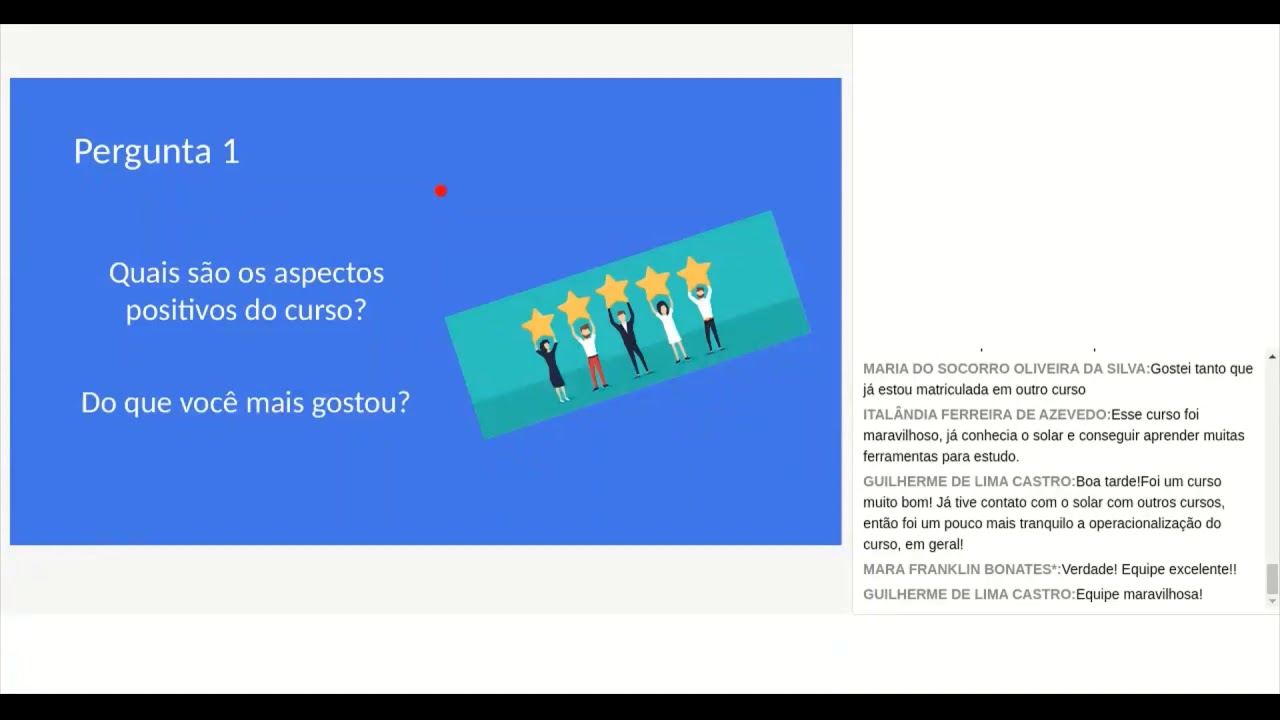 Encerramento do curso com jogo on line Luciana de Lima