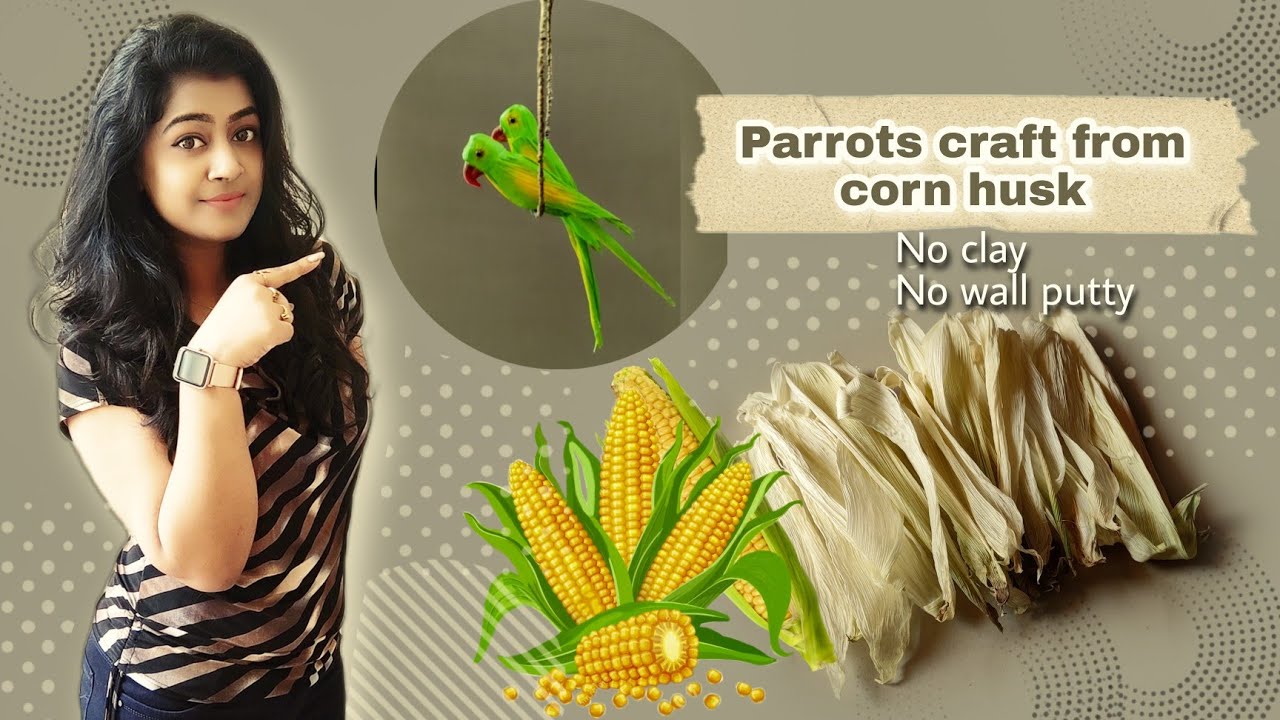 Parrot wall hanging craft from corn husk | Home decor diy | diy wall decor