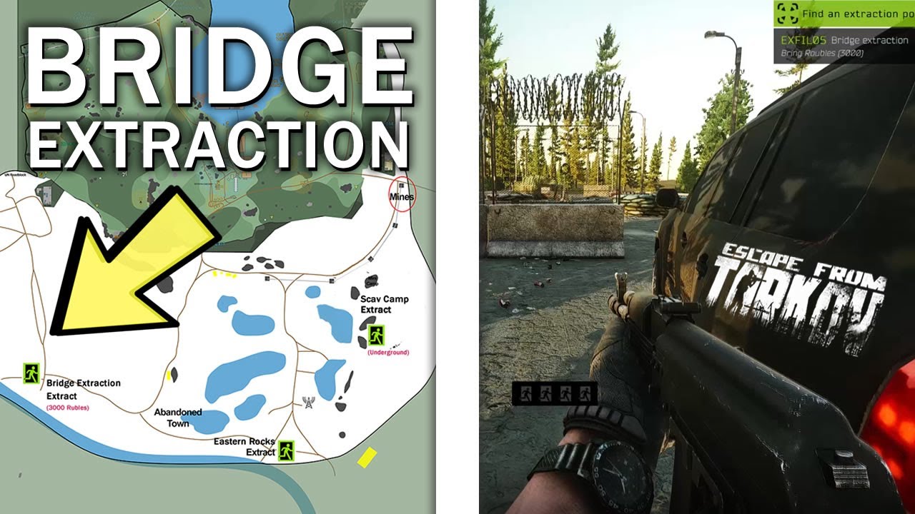 Bridge Extraction Woods Exit Location With Map Escape From Tarkov Youtube