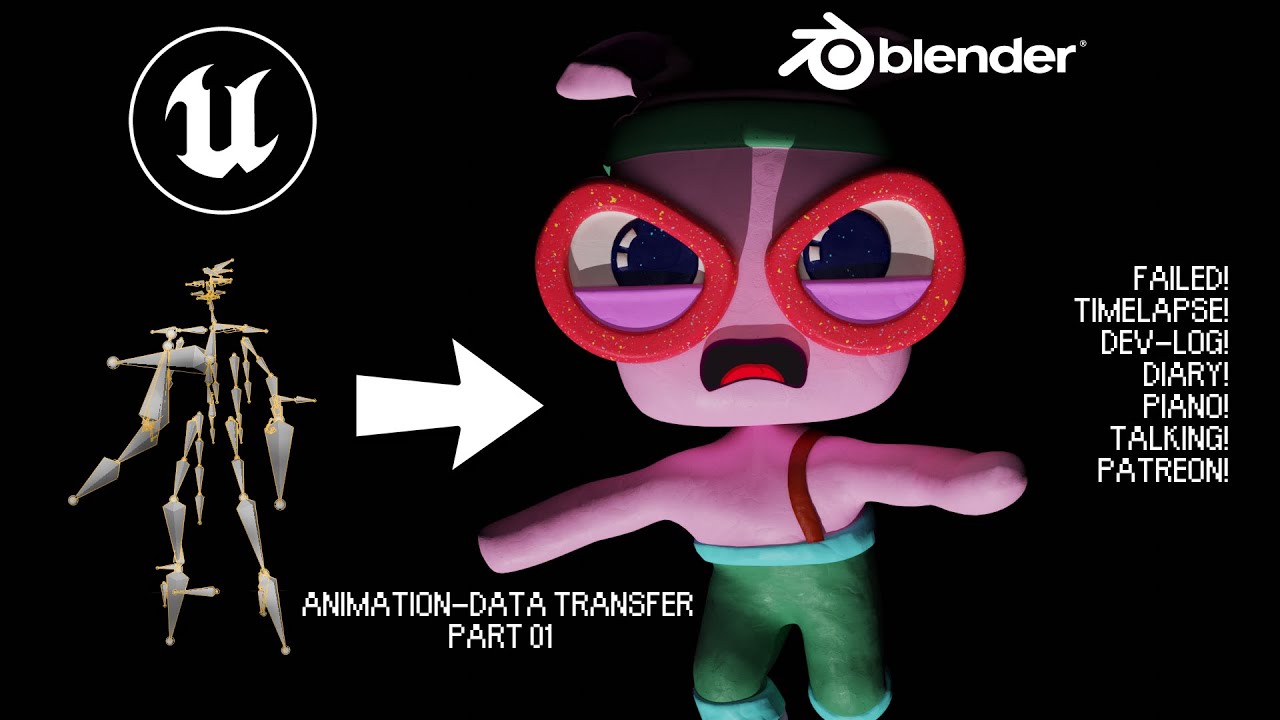 Unreal Engine Animation Data FBX transfer to My Blender Character part 01 (NOT A TUTORIAL)