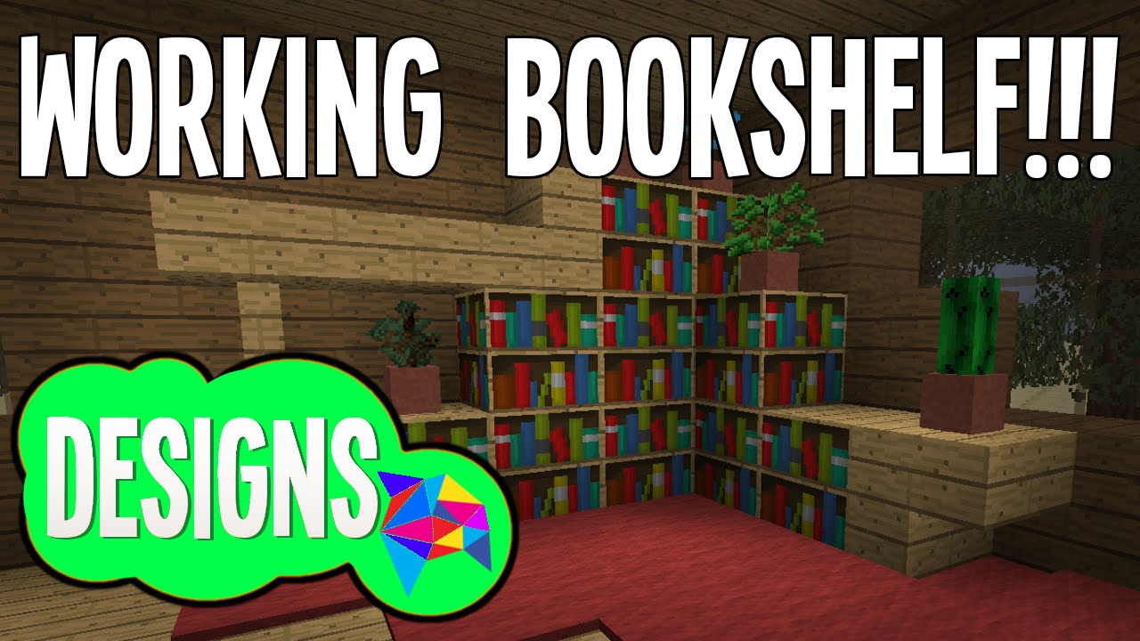 Minecraft Interior Working Bookshelf Design Youtube