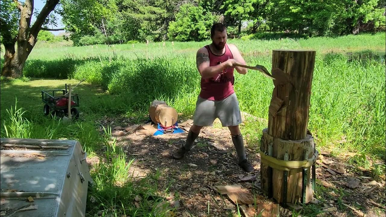 Birthday chop practice. Tui work axe, 6.6 lbs, burr oak 14 inches