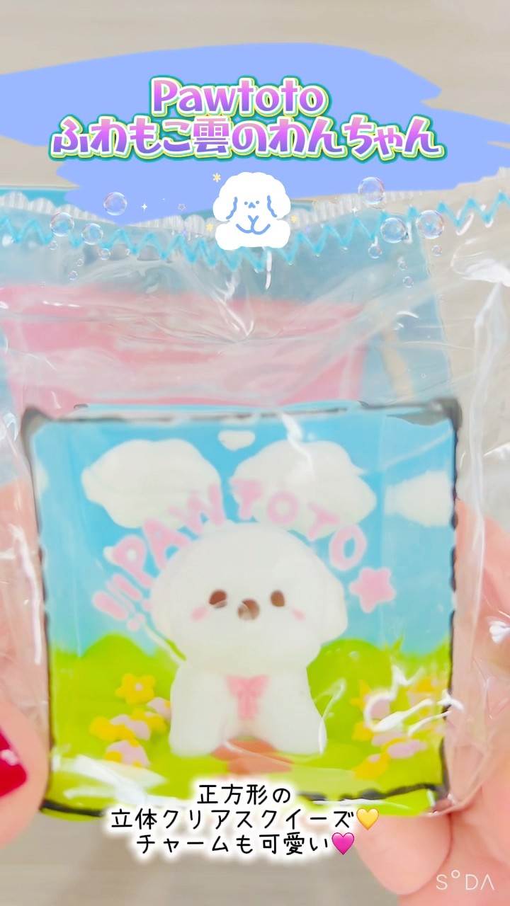 立体クリアスクイーズ☁️Pawtotoさんのふわもこ雲のわんちゃん🐶緑色