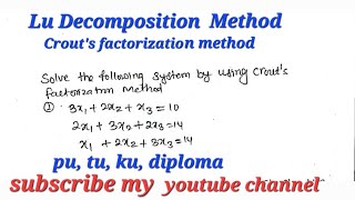 Scrout's Method||Lu Decomposition Method|Method numerical|UNIT-5||Numerical methods in nepali|