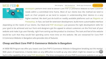 Core php e commerce website in bangalore | php website development