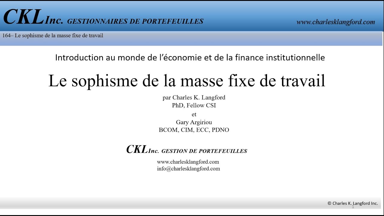 The CKL Times #164 - Le sophisme de la masse fixe de travail