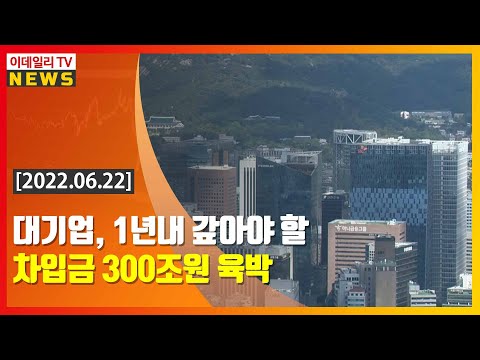 대기업, 1년내 갚아야 할 차입금 300조원 육박 (20220622)