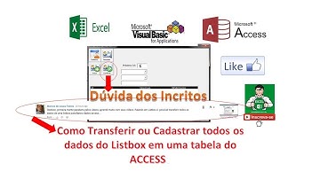 Como Transferir ou Cadastrar todos os dados do Listbox em uma tabela do ACCESS