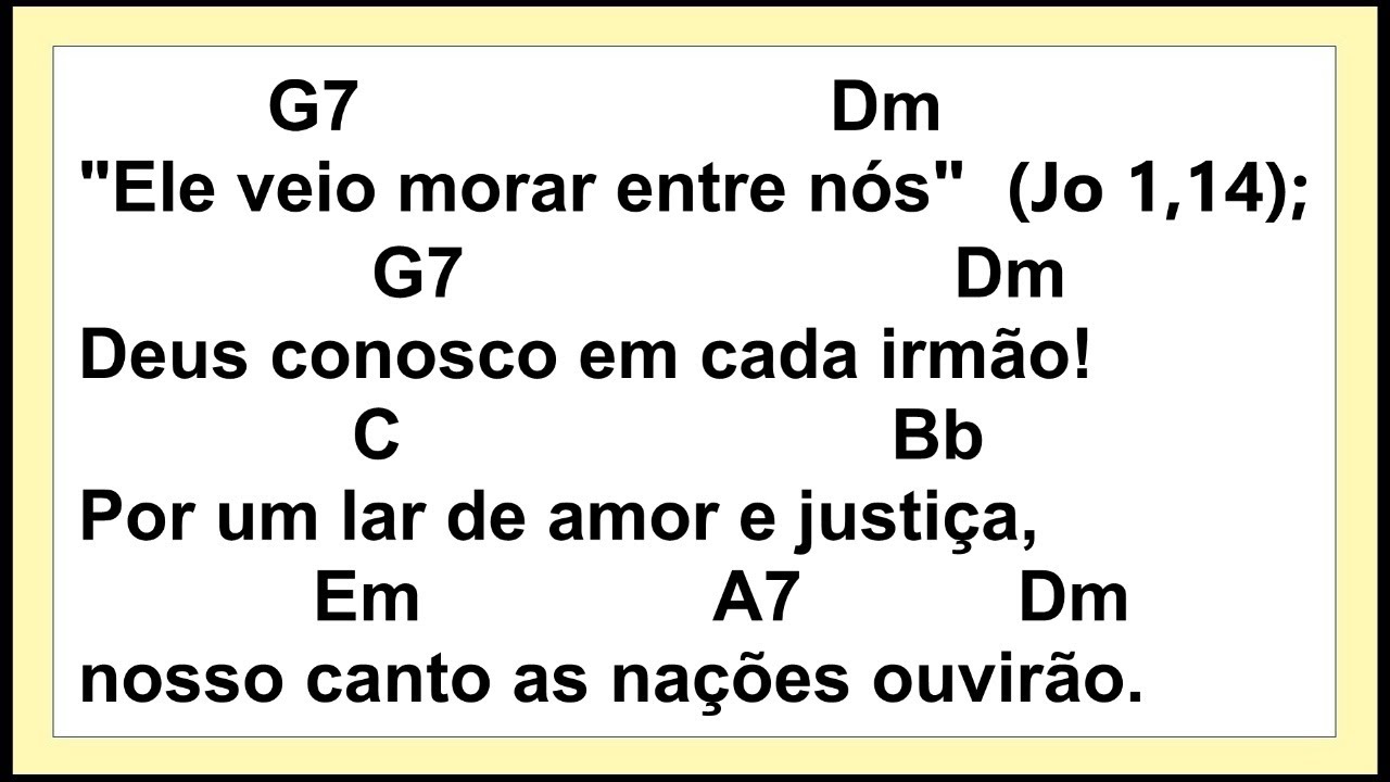 HINO CAMPANHA DA FRATERNIDADE 2026 ( Ele veio morar entre nós ) CIFRAS SIMPLIFICADAS
