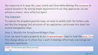 How to Fix the Position of a Layout Manager's Dropdown in Kivy Python?