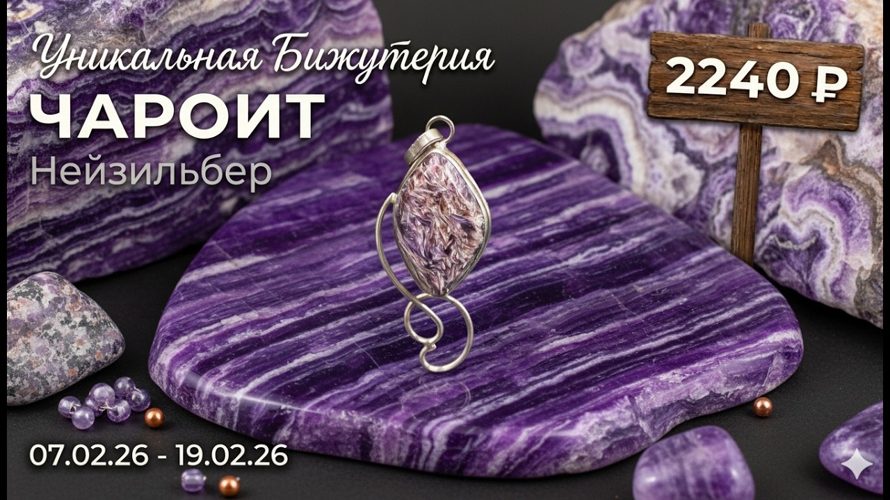 Агат, чароит, апатит в нейзильбере. Подвески, броши, комплекты до 19 февраля 2026 года.