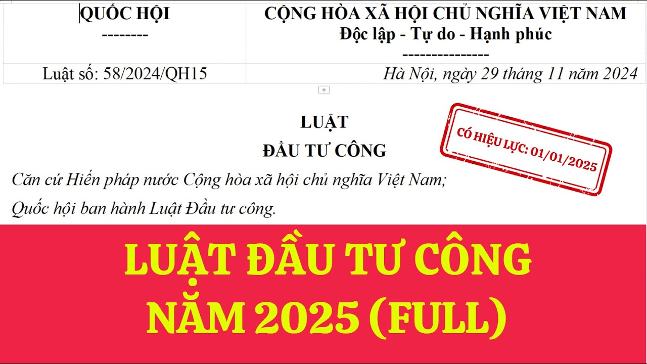 LUẬT ĐẦU TƯ CÔNG NĂM 2025 FULL