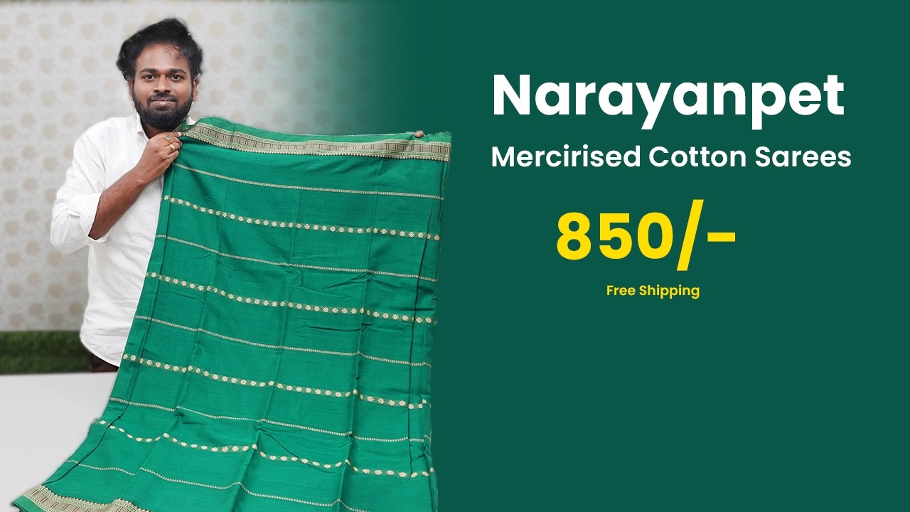 Narayanpet Mercirised Cotton Sarees | 850rs free shipping | Mana Handloom Sarees