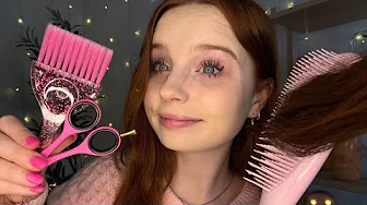 ASMR Popular Girl Gives You A Cosy Haircut + Styling ♡🌸 (hair salon roleplay)