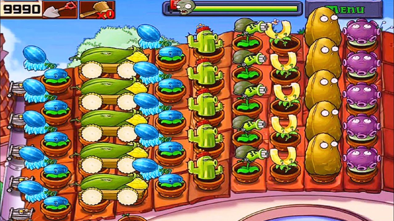 PVZ Gameplay | Survival Roof | Plants Vs All Zombies Full HD Gameplay ...