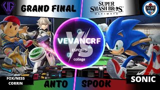 NCRF\/VEVA SSBU Tournament #22 Winners Grand Finals: Anto(Fox\/Ness\/Corrin) VS SPOOK(Sonic)