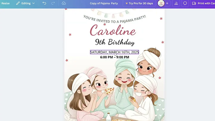 How to Edit a Pajama Party Canva Template on Your Phone